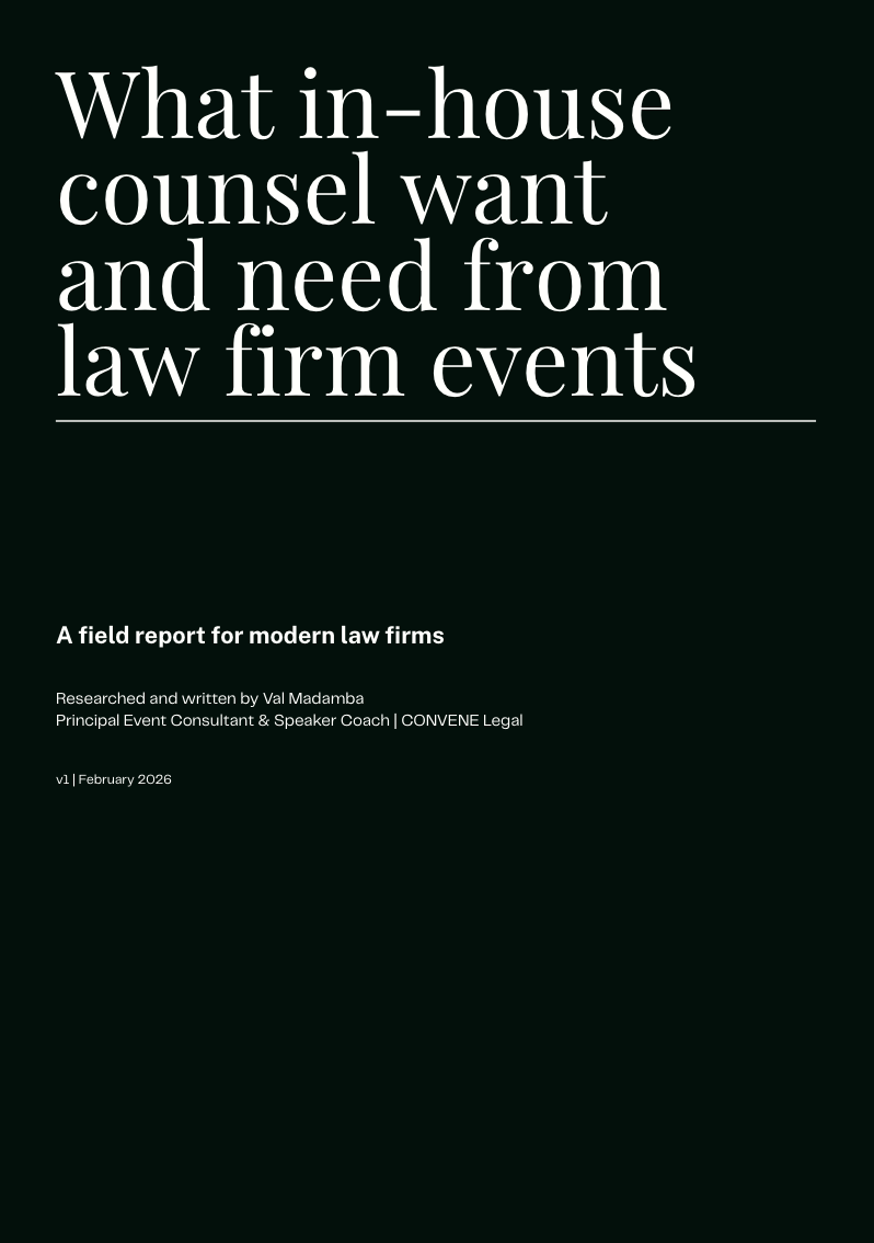 Cover of the report What In-House Counsel Want and Need from Law Firm Events
